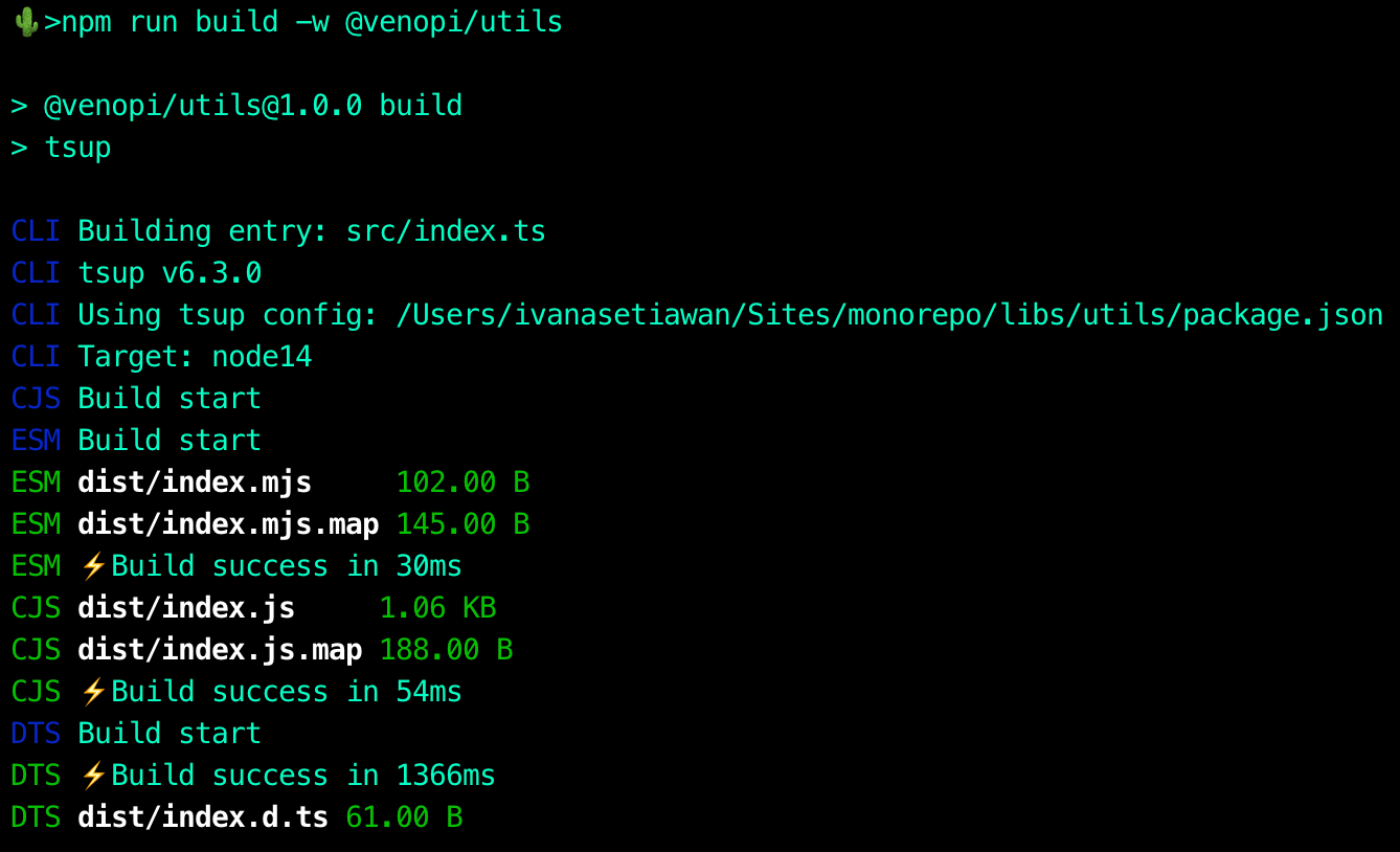 npm run build command on @venopi/utils